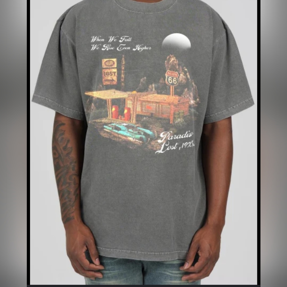 Paradise Lost Route 66 men  gray tee size XL